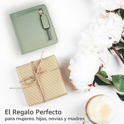 Vista 6 de Gostwo Cartera pequeña para mujeres, portador de tarjetas de crédito delgado bifold, billetera compacta de efectivo con bloqueo RFID, billeteras