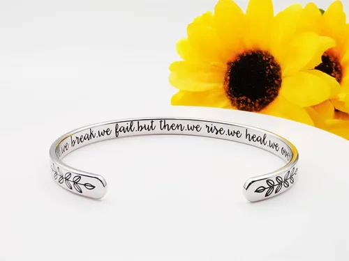 Vista 148 de Pulseras inspiradoras para mujer, joyería de acero inoxidable, con refranes, pulsera motivacional con mensaje oculto, pulseras grabadas para mejor