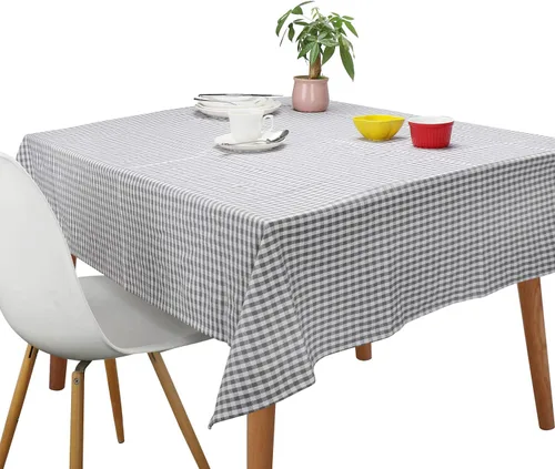 Vista 8 de Manteles, Cubiertas de Mesa Rectangulares Vintage de Algodón Puro a Cuadros Gingham, Manteles de Tamaño Grande para Navidad, Vacaciones, Hogar