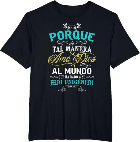 Vista 6 de Camisas cristianas en español Camisetas sobre Jesus, Negro, S