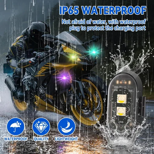 Vista 5 de 6 luces estroboscópicas LED inalámbricas con control remoto, 8 colores recargables, luces LED anticolisión, luces de advertencia de emergencia
