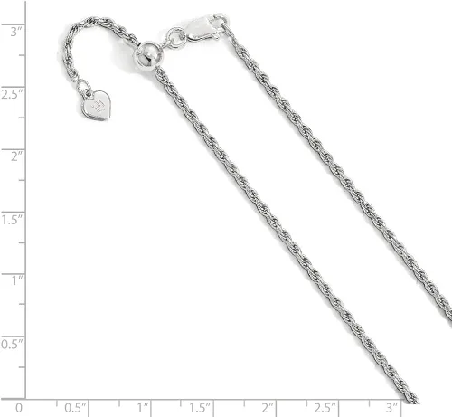 Vista 2 de The Black Bow Collar de cadena de plata de ley chapada en rodio de 0.089 in ajustable con corte de diamante sólido