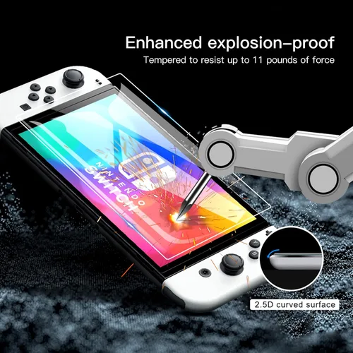 Vista 4 de MAEXUS Switch OLED, protector de pantalla de vidrio templado, protector de pantalla transparente HD para Nintendo Switch OLED, antihuellas