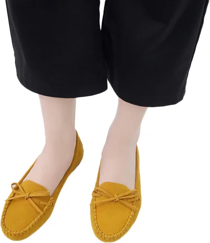 Vista 2 de fabalshop Mocasines para mujer, zapatos gruesos, zapatos planos, casuales redondos, mocasines individuales de ocio para mujer, gruesos