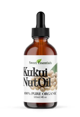 Vista 3 de Sweet Essentials - Aceite de nueces Kukui 100% orgánico, varios tamaños, 100% puro, prensado en frío, hidratante natural para la piel, el cabello
