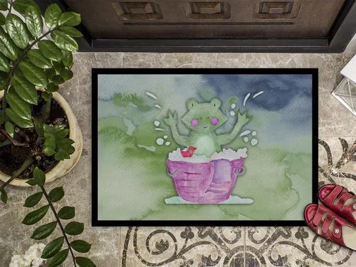 Vista 3 de Caroline's Treasures BB7343MAT - Tapete de baño con diseño de rana y acuarela, de 18 x 27 pulgadas, para interiores y exteriores, para entrada