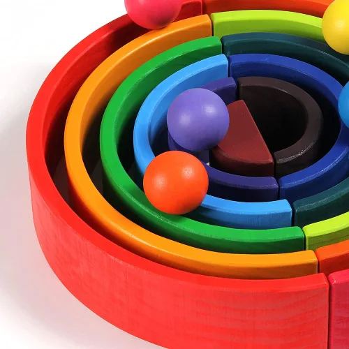 Vista 5 de Bolas Montessori de madera arcoíris de 1.8 pulgadas, juguetes de bolas de madera coloridas/pastel/natural para niños pequeños y bebés