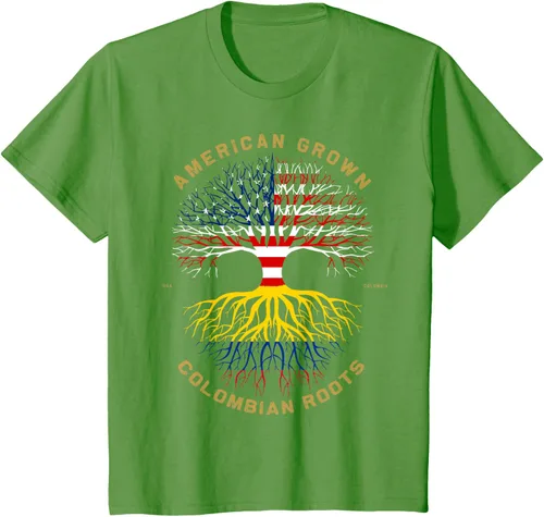 Vista 84 de Camiseta de regalo con la bandera de Estados Unidos con árbol de raíces colombianas