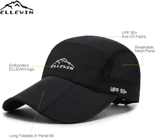 Vista 62 de ELLEWIN Gorra de béisbol unisex UPF 50 sin estructura, con pico grande y plegable