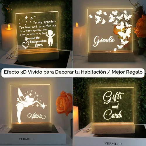 Vista 4 de LACGO - Base de exhibición de madera LED con hojas acrílicas, base de luz LED rectangular de 6 pulgadas, soporte de exhibición de pedestal, luces