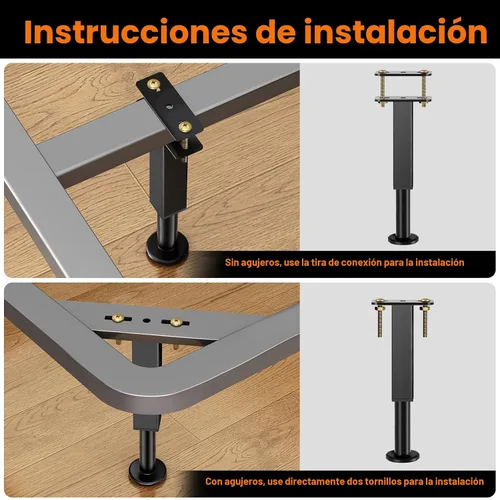 Vista 4 de 4 patas de soporte de cama de altura ajustable, elevadores de cama de metal de 6.2 a 7.5 pulgadas