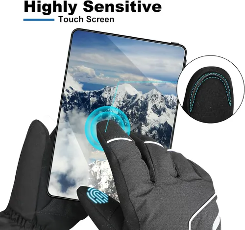 Vista 5 de Heated Gloves, Unisex Winter Ski Glove, Rechargeable Electric Heating Mittens for Skiing Snowboarding Snow Hiking Hunting Winter Outdoor