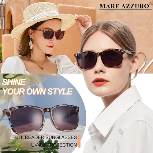 Vista 2 de MARE AZZURO - Gafas de sol polarizadas de moda para mujer, grandes, cuadradas, con diseño de leopardo, para conducir, con protección UV