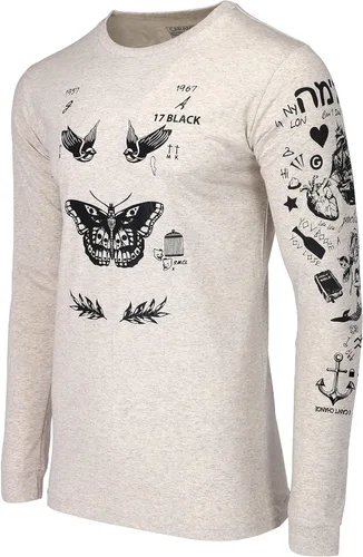 Vista 2 de Noonew Camiseta de manga larga para mujer diseño de Harry Tattoos cuello redondo