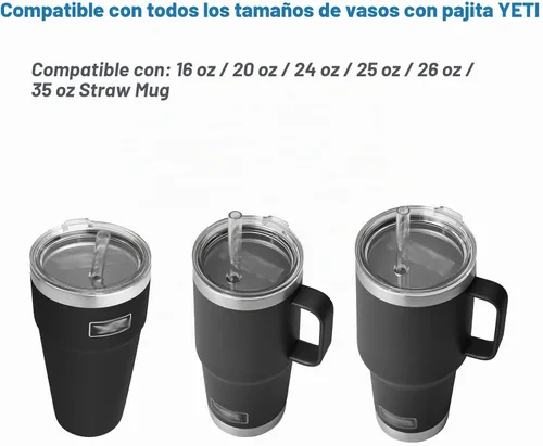 Vista 3 de LUOLAO Tapón de silicona contra derrames para vaso de paja YETI, con tapa