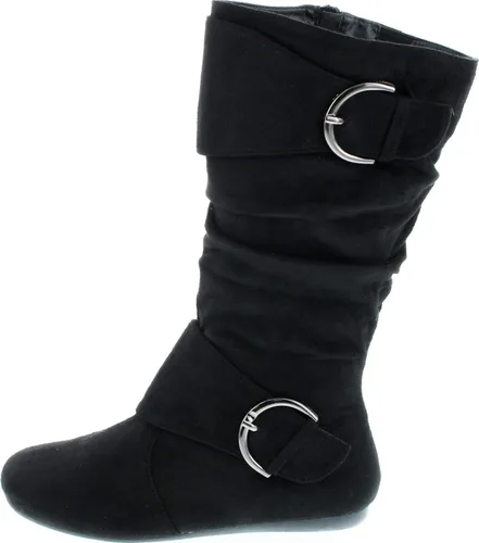 Vista 2 de Forever Link Klein-70 - Botas de tacón plano con hebilla y punta redonda cerrada para mujer