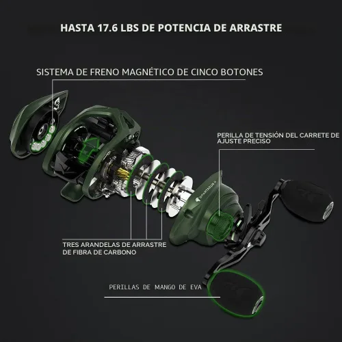Vista 6 de KastKing Spartacus II Baitcasting Fishing Reel, 6oz Ultralight Baitcaster Reel, Super Smooth with 17.6 LB Carbon Fiber Drag, 7.2:1 Gear Ratio, 39mm