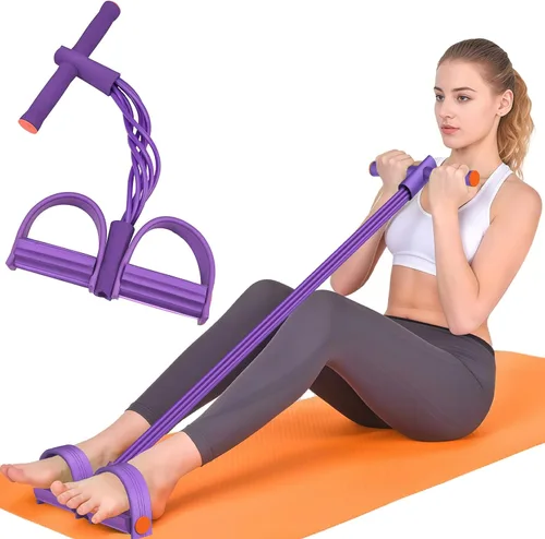 Vista 13 de Pedal Resistance Band with Handles, 6-Tubes Natural Rubber Exercise Bands Upgrade Foot Pedal Resistance Bands for Working Out, Multifunction