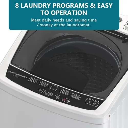 Vista 7 de DOGHLY - Lavadora portátil de 16 libras, lavadora y centrifugadora completamente automática con 10 programas, bloqueo para niños y ahorro