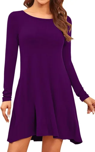 Vista 3 de HiMONE Vestido suelto casual de verano de manga larga con cuello redondo para mujer 2023