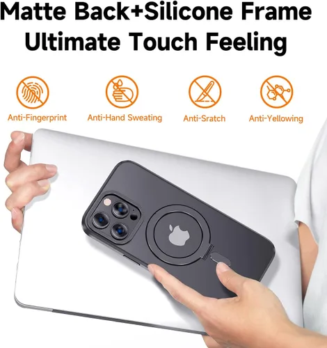 Vista 3 de MAGIC JOHN Funda para iPhone 12 Pro Max [compatible con Magsafe] [con soporte de metal magnético] [a prueba de golpes de grado militar]