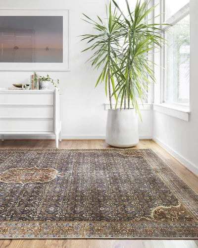 Vista 8 de Loloi, Colección Layla LAY-09 Azul Cobalto/Especia - Alfombra decorativa de 2 pies 0 pulgadas x 5 pies 0 pulgadas, 0,13" de espesor, suave, Azul