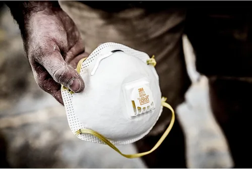 Vista 11 de 3M 8511 Respirador con válvula de flujo frío N95 de lijado y fibra de vidrio, aprobado por NIOSH, alivio del polvo y ciertas partículas durante