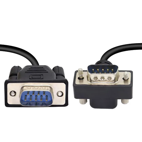 Vista 4 de Cable serie DB9 RS232 de 90 grados, cable DB9 macho a macho adaptadores para comunicación de datos 0,5 M (UP)