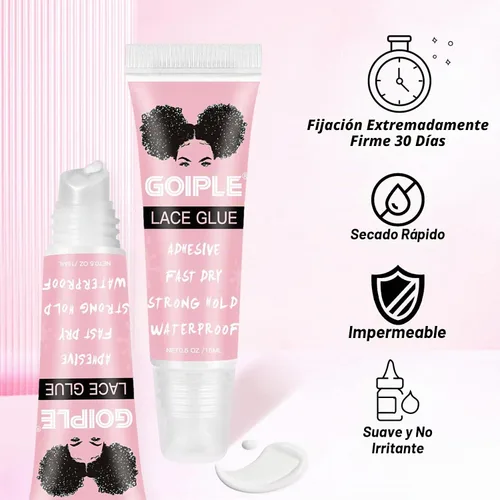 Vista 3 de Pegamento de peluca para pelucas de encaje frontal, 0.5 onzas de pegamento de peluca de encaje frontal impermeable para pelucas, adhesivo