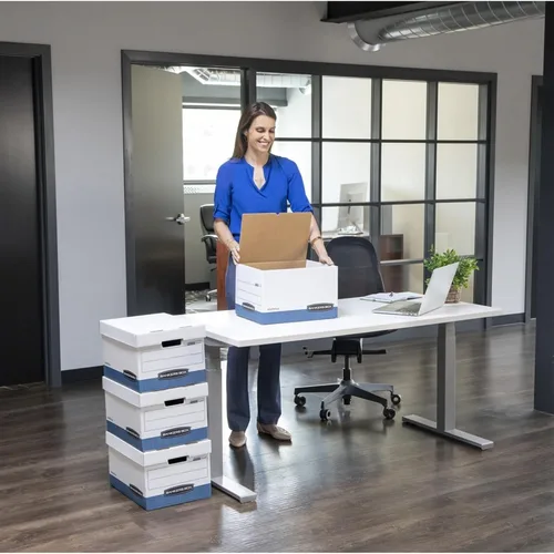 Vista 7 de Fellowes Bankers Box - Paquete de 20 cajas de almacenamiento de archivos resistentes con tapas, montaje de plegado rápido, carta/legal, (0724314)