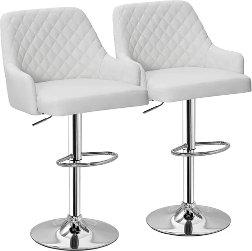 Vista 8 de Juego de 2 taburetes de bar ajustables para encimera de cocina, color marrón