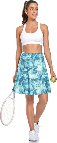 Vista 5 de KORALHY Falda pantalón de 20 pulgadas hasta la rodilla para mujer, para tenis, atletismo, golf, casual, con 4 bolsillos