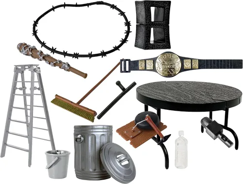 Vista 2 de Grab The Hardcore Belt - Juego de accesorios de 13 piezas para figuras de lucha libre Battle for the Hardcore Championship with a Figure Belt and