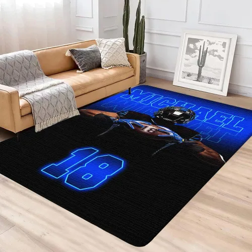 Vista 3 de Personalized Amazing Football Athlete Rug with Name Number, Football Welcome Mat 2x3 3x5 4x6 5x8, Sports Bathroom Rug for Living Room Bedroom