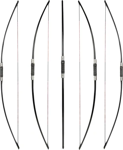 Vista 3 de Arco largo tradicional de 64 pulgadas con tiro con arco largo de 25-120 libras de caza, arco largo inglés, para mano derecha e izquierda, deportes
