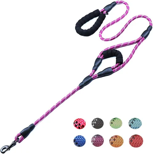 Vista 11 de Love Dream Correa para perro de 5 pies de largo con 2 cómodas asas acolchadas, hilos reflectantes con doble asa para control de seguridad, correa