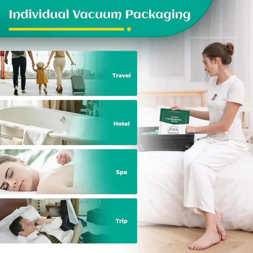 Vista 11 de Sábanas desechables para hotel, artículos esenciales de viaje con 2 toallas de baño desechables, 2 toallas faciales desechables y 4 piezas