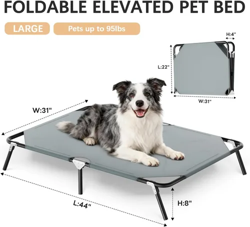 Vista 2 de Cama elevada plegable para perros grandes, cama elevada portátil para perros para acampar al aire libre, camas elevadas lavables para mascotas