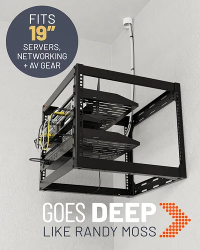 Vista 6 de ECHOGEAR Bastidor de red de 10U - Diseño de 4 postes resistente para montaje en pared, con estructura abierta que incluye 2 estantes ventilados