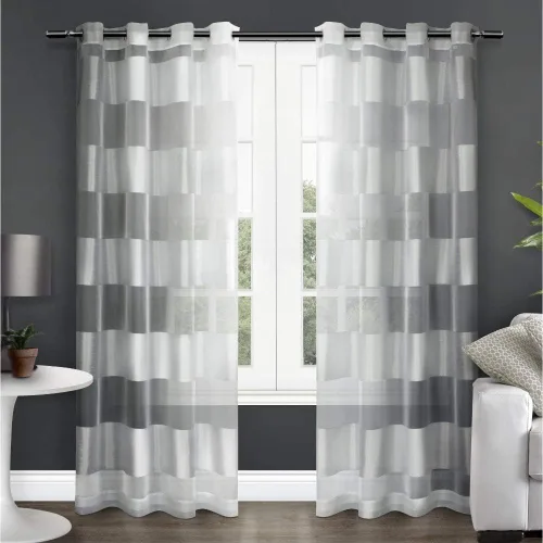 Vista 8 de Exclusive Home Navarro Cortinas de ventana a rayas translúcida con arandelas en parte superior, paneles de cortina para ventana (juego de 2), 54" x