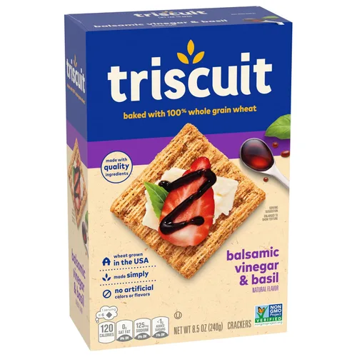 Vista 15 de Triscuit galletas con sabor a vinagre balsámico y albahaca, sin OMG, paquete de 6 cajas de 8.5 onzas cada una