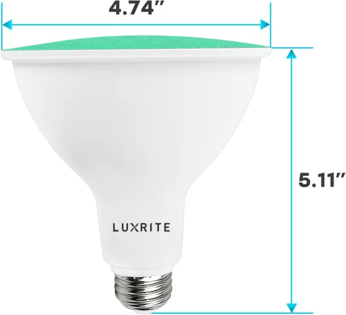 Vista 4 de LUXRITE Bombilla LED PAR38 verde de inundación, 8 W (equivalente a 45 W), bombilla LED verde de inundación, clasificación húmeda, certificación UL