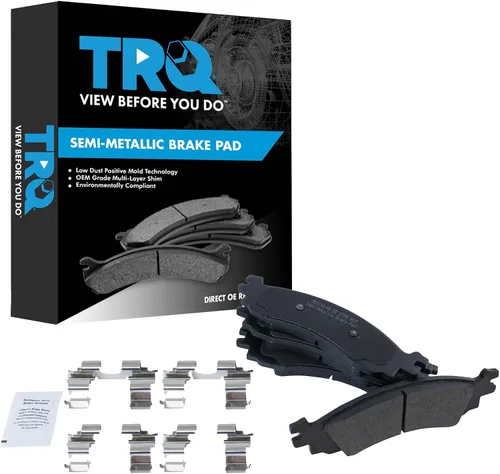 Vista 98 de TRQ Pastillas de freno delanteras semi metálicas compatibles con Ford Expedition 2018-2021 F-150 2018-2020 Lincoln Navigator 2018-2022