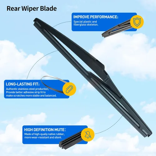 Vista 3 de Kits de limpiaparabrisas trasero para Kia Soul 2010-2019 Reemplazo del equipo de limpiaparabrisas trasero y limpiaparabrisas trasero