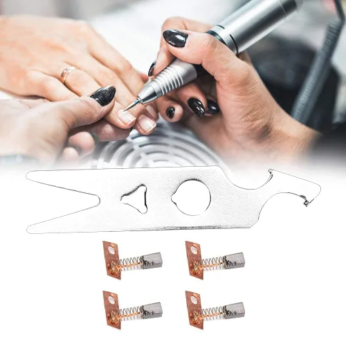 Vista 3 de Juego de 2 pares de llaves de cepillo de carbono, accesorios de pieza de repuesto para taladro de uñas, incluye cepillo de carbono y llave
