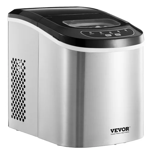 Vista 9 de VEVOR Máquina de hielo para encimera, 9 cubos listos en 6 minutos, 33 libras en 24 horas, máquina de hielo portátil autolimpiante con cuchara