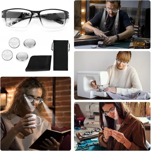 Vista 6 de Gafas de lectura con lupa de luz con lectores LED brillantes, lupas iluminadas, anteojos nocturnos