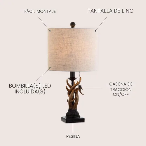 Vista 2 de Jonathan Y JYL1031A Gaston 20.5" Lámpara de Mesa Mini LED de Resina, Granja, Tradicional, Cabaña, Rústico, Oficina, Sala de Estar, Sala Familiar
