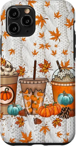 Vista 27 de iPhone 16 Thanksgiving Autumn Leaves Pumpkin Spice Knitted Print Phone Case