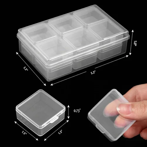 Vista 2 de Caja organizadora de plástico transparente de 12 piezas con pestillo de cierre hermético, mini contenedores de almacenamiento pequeños, estuches